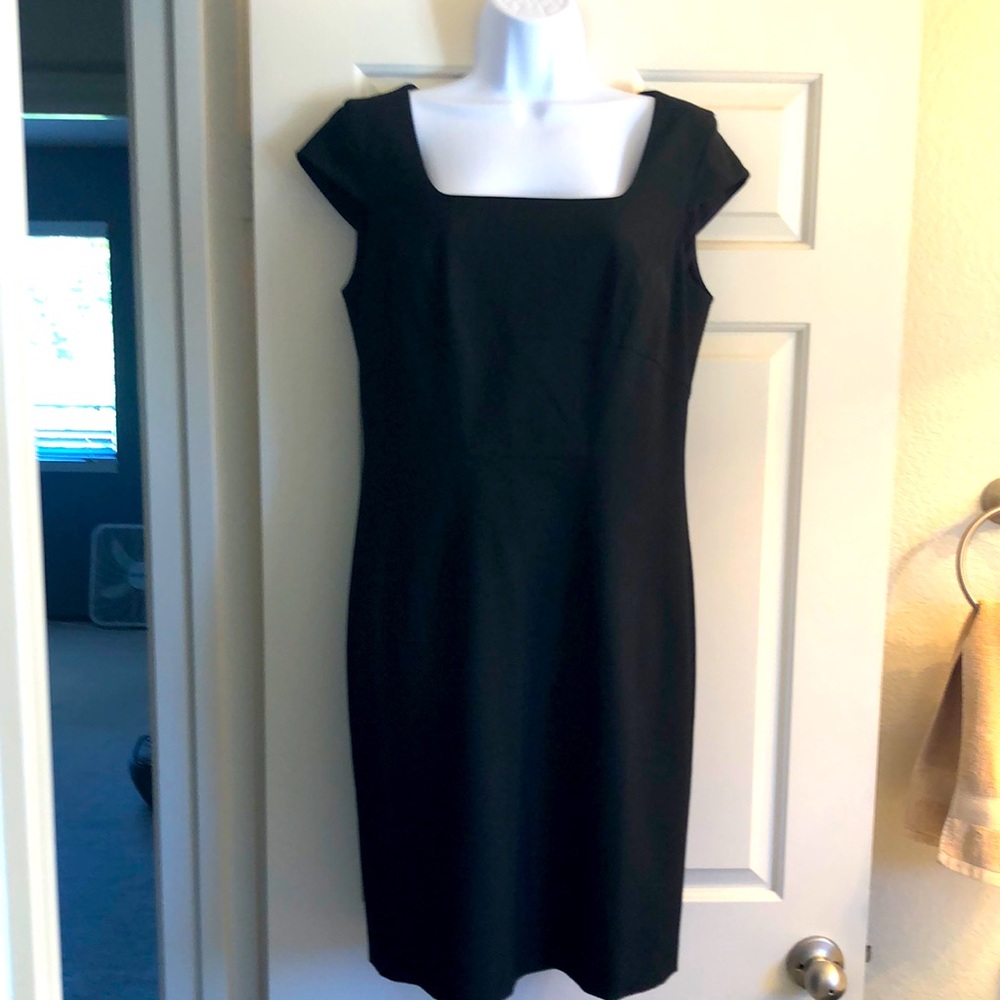 Ann Taylor cap sleeve black sheath dress